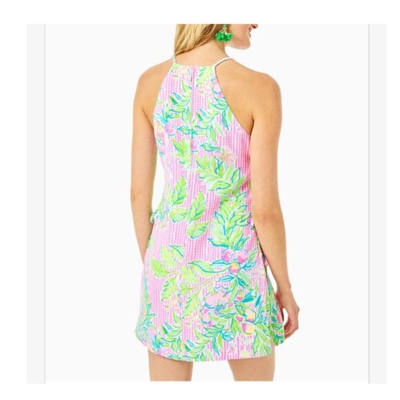 Lilly Pulitzer Women's Pearl Romper "Don't Stop Beleafing" Tropical Print Size 4 - Picture 3 of 12